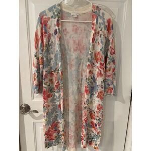 J Jill Floral Duster Cardigan Lightweight Open Front‎ XS